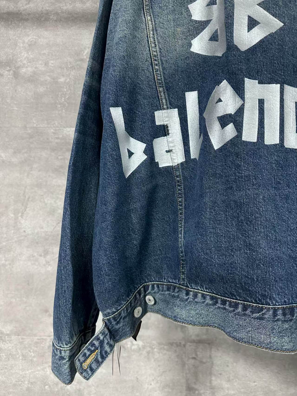 Silver tape printed denim jacket