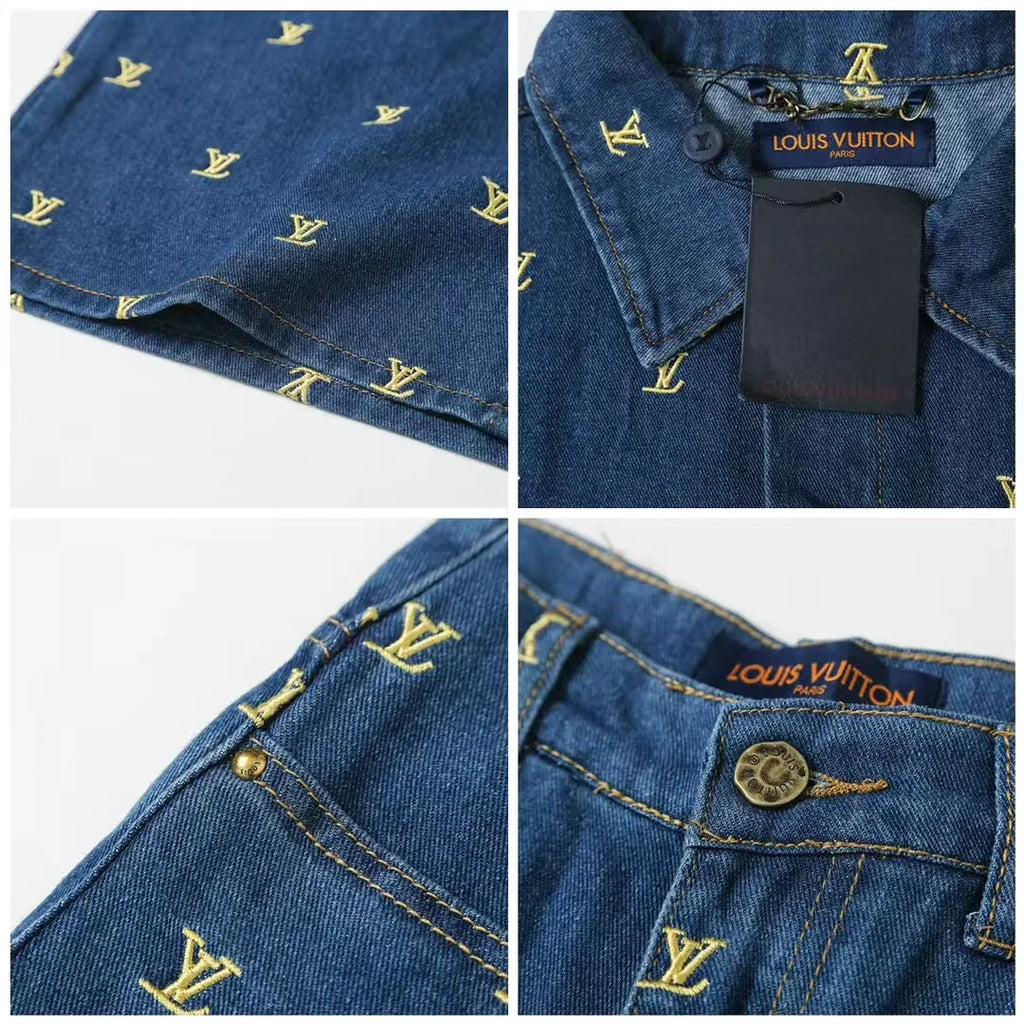 Full embroidered denim suit
