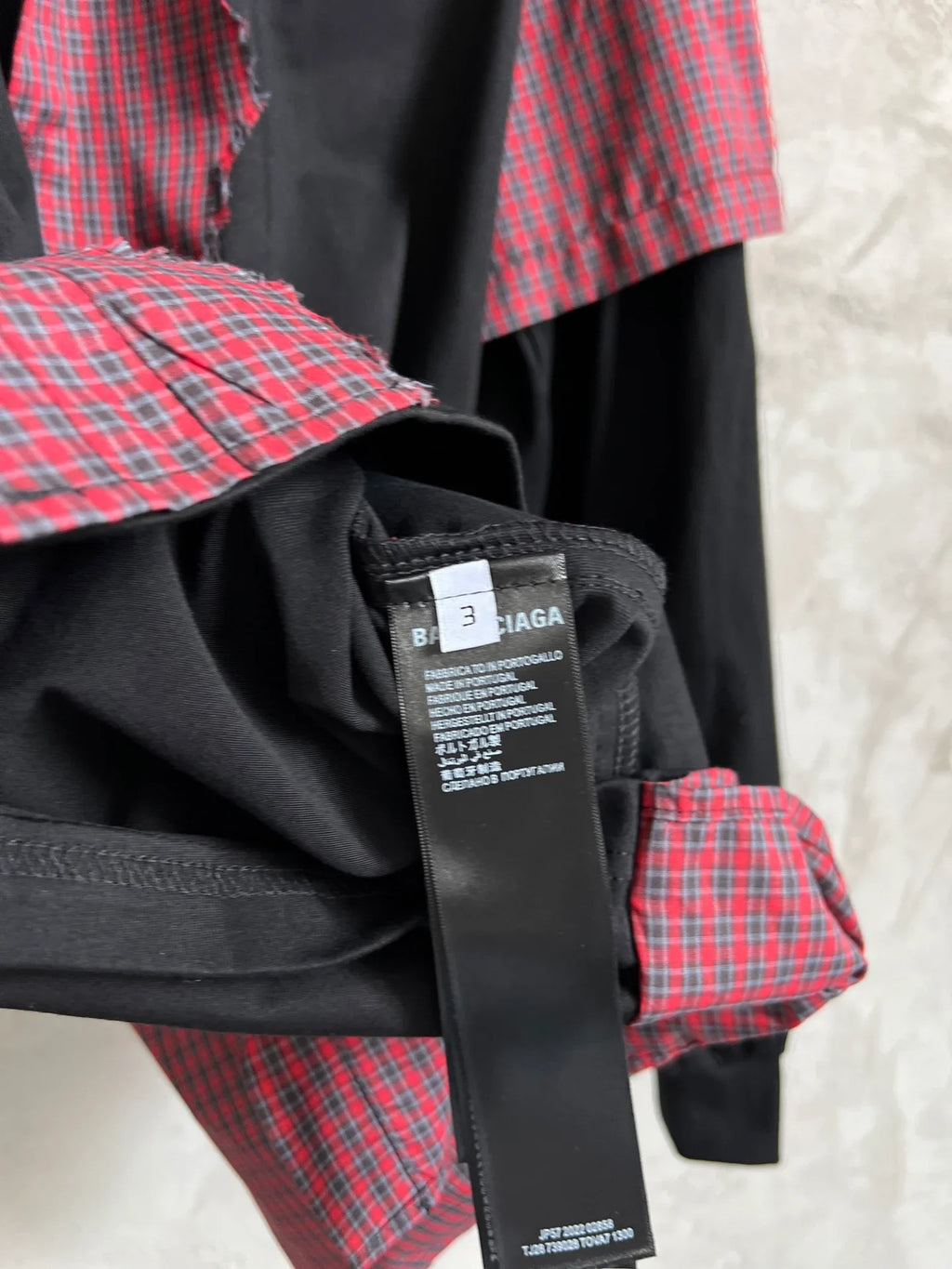New fake two-piece checkered shirt with spliced long sleeves