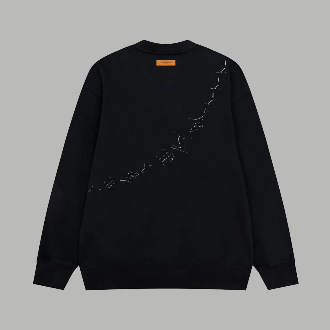 Printed looped long sleeved hoodie