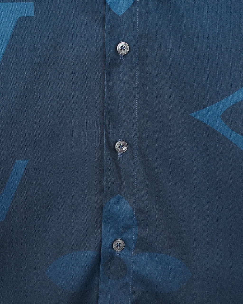 Gradient presbyopia blue digital printed short sleeved shirt