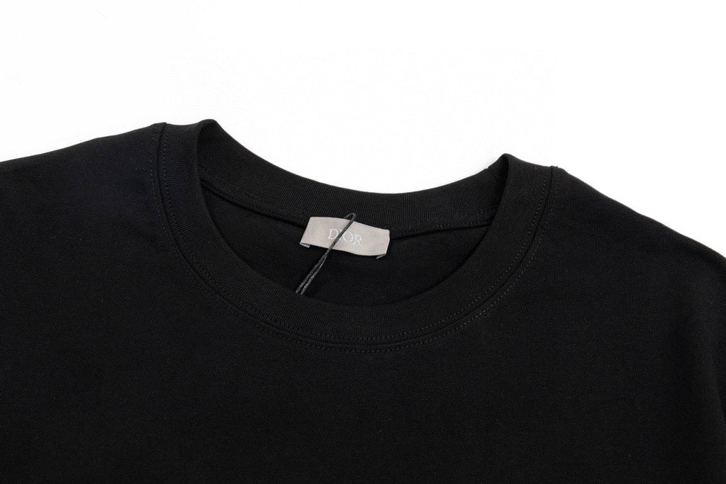 High quality textured jacquard letter patchwork embroidered T-shirt