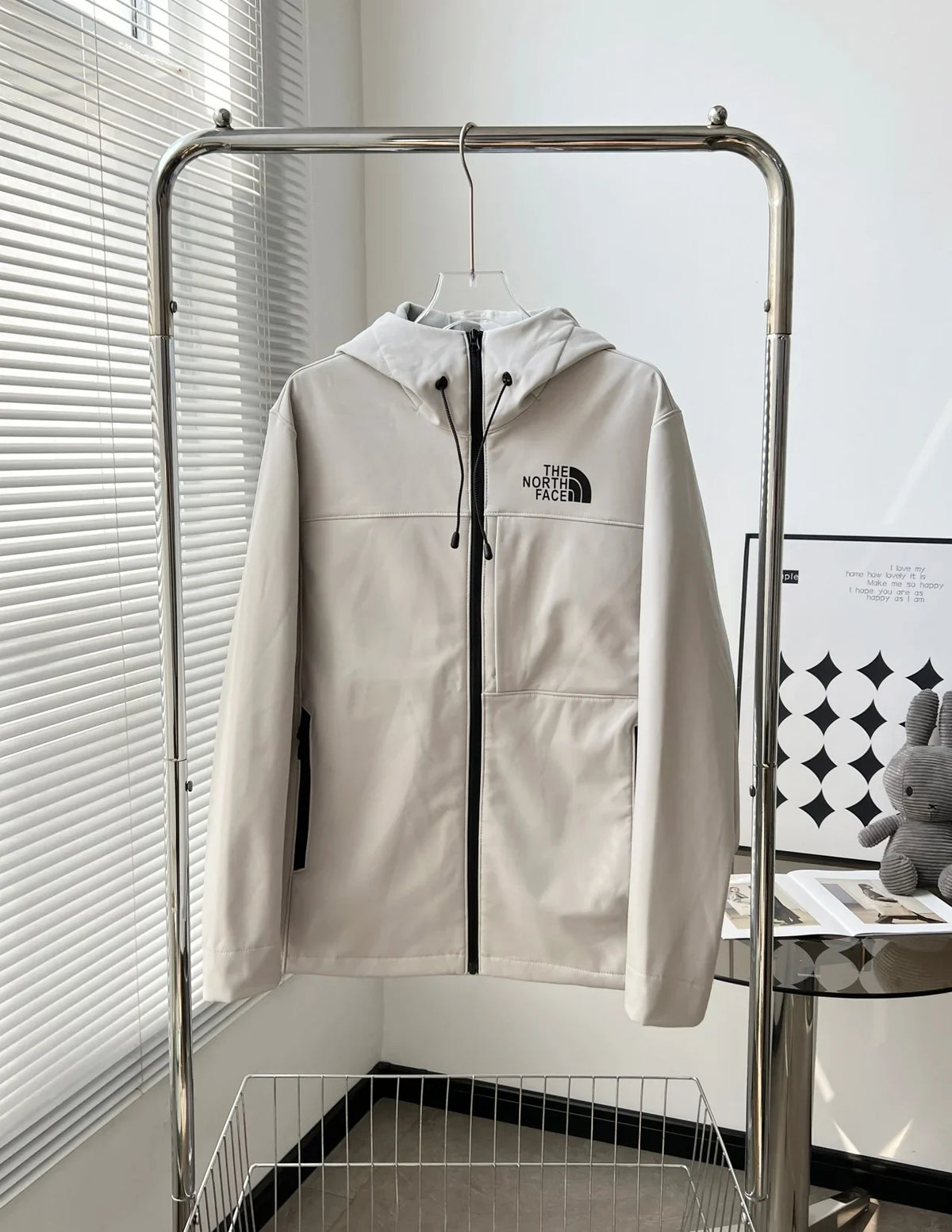 North side jacket, outdoor color blocked soft shell hooded fleece jacket