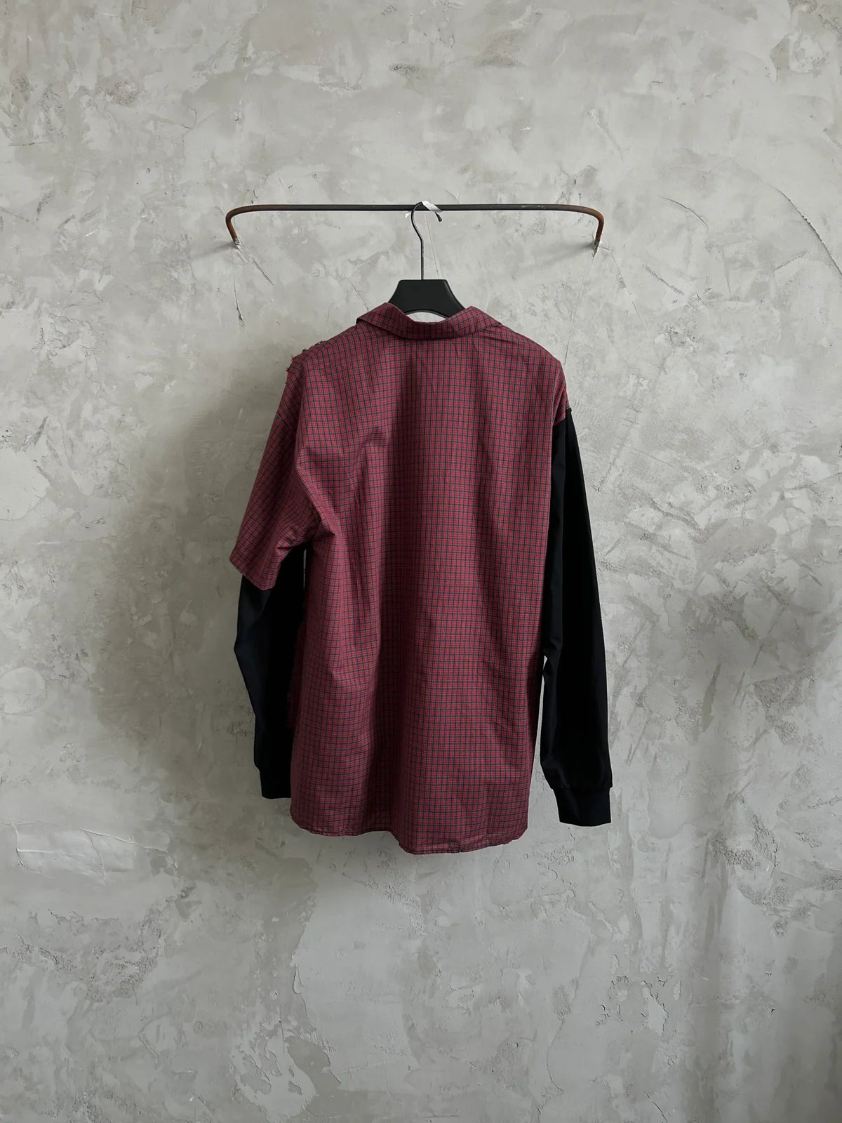 New fake two-piece checkered shirt with spliced long sleeves