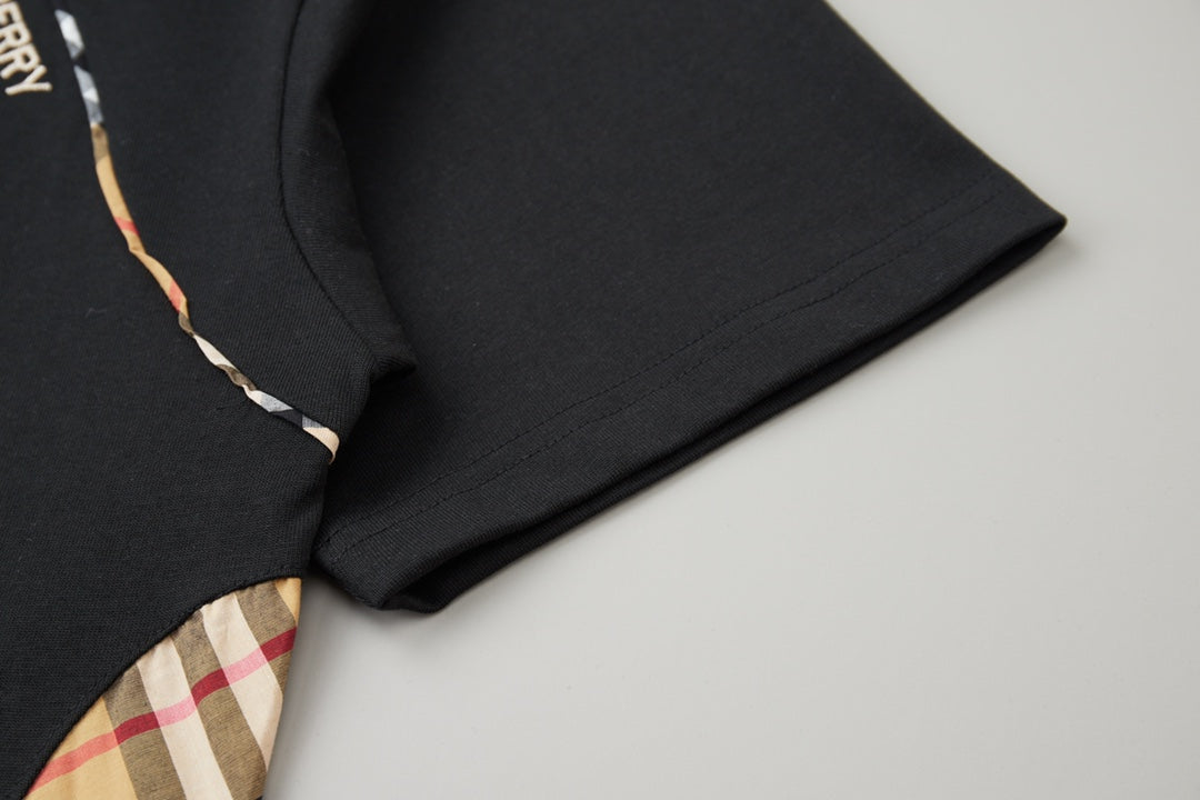 Light luxury checkered patchwork embroidered T-shirt