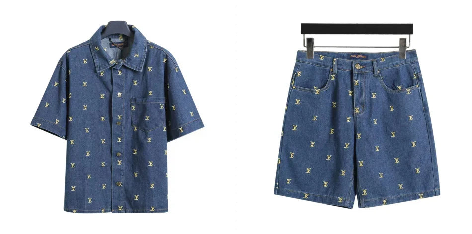 Full embroidered denim suit