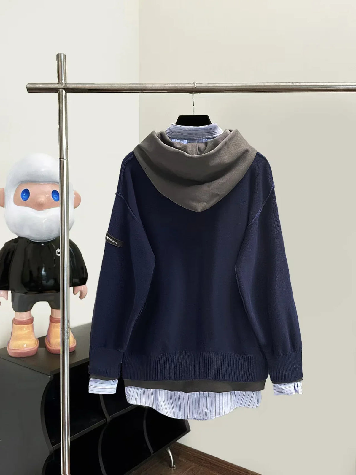 Three layer splicing fake two-piece shirt and hoodie