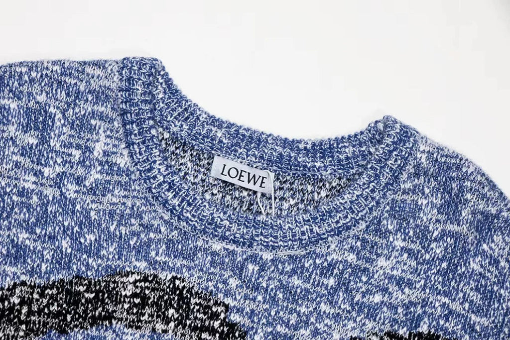 Round neck classic jacquard large logo sweater