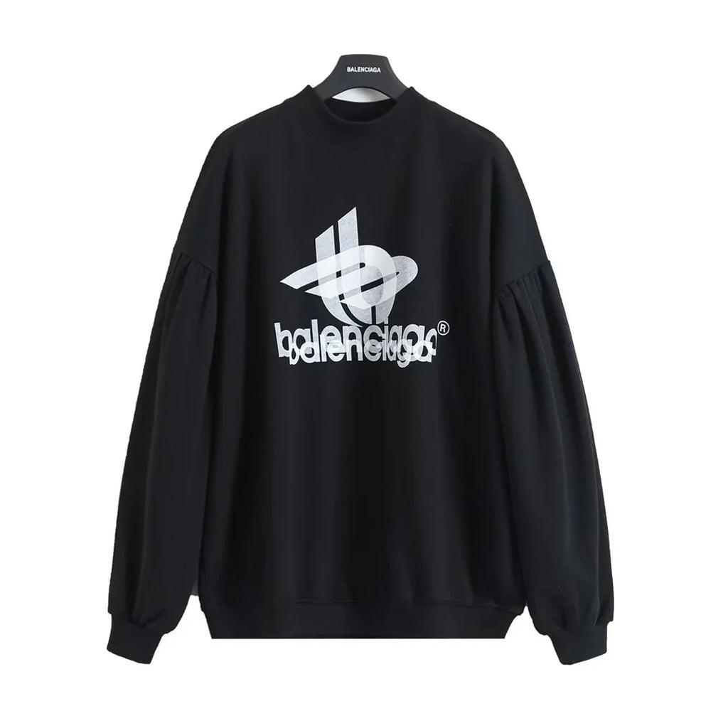 New printed bat sleeve round neck hoodie