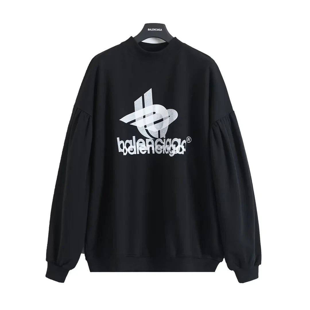 New printed bat sleeve round neck hoodie