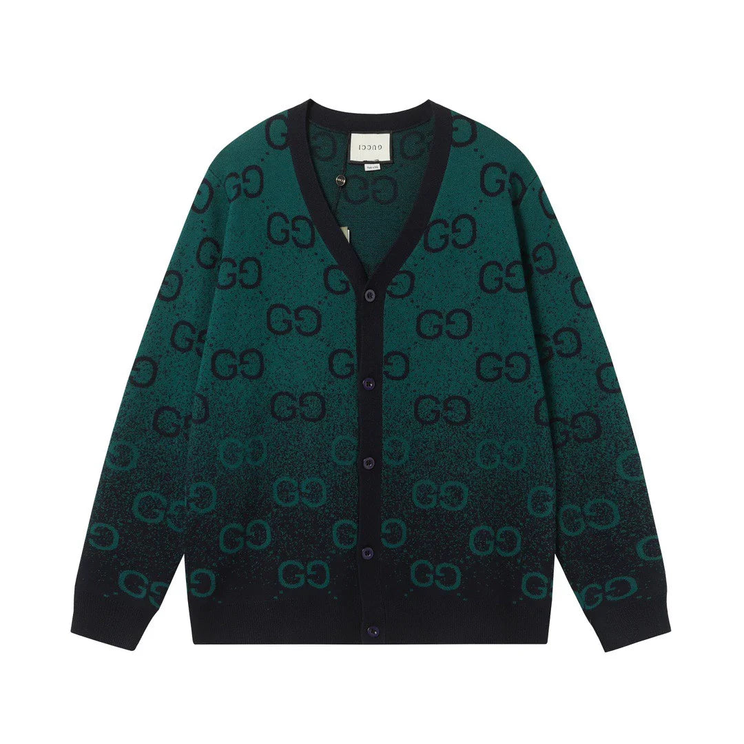 Knitted cardigan V-neck sweater