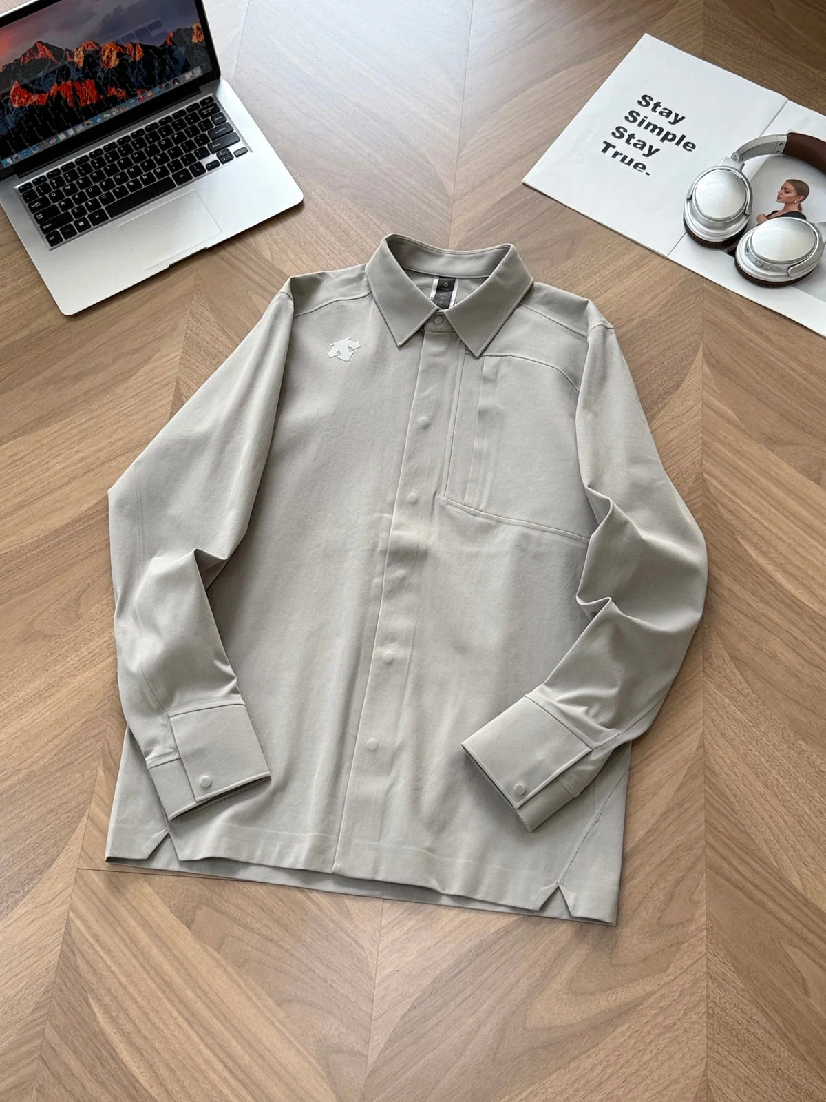 Autumn new men's outdoor long sleeved heat sealed lapel shirt