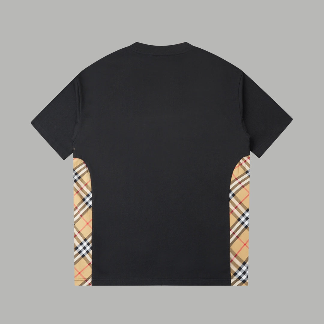 Light luxury checkered patchwork embroidered T-shirt