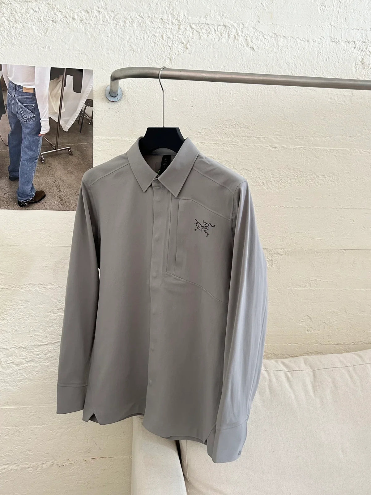 Autumn new men's outdoor long sleeved heat sealed lapel shirt