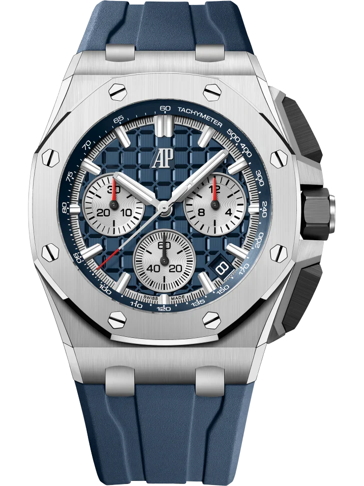 Chronograph-Blue Rubber Strap - Titanium Steel - Quartz - 43mm