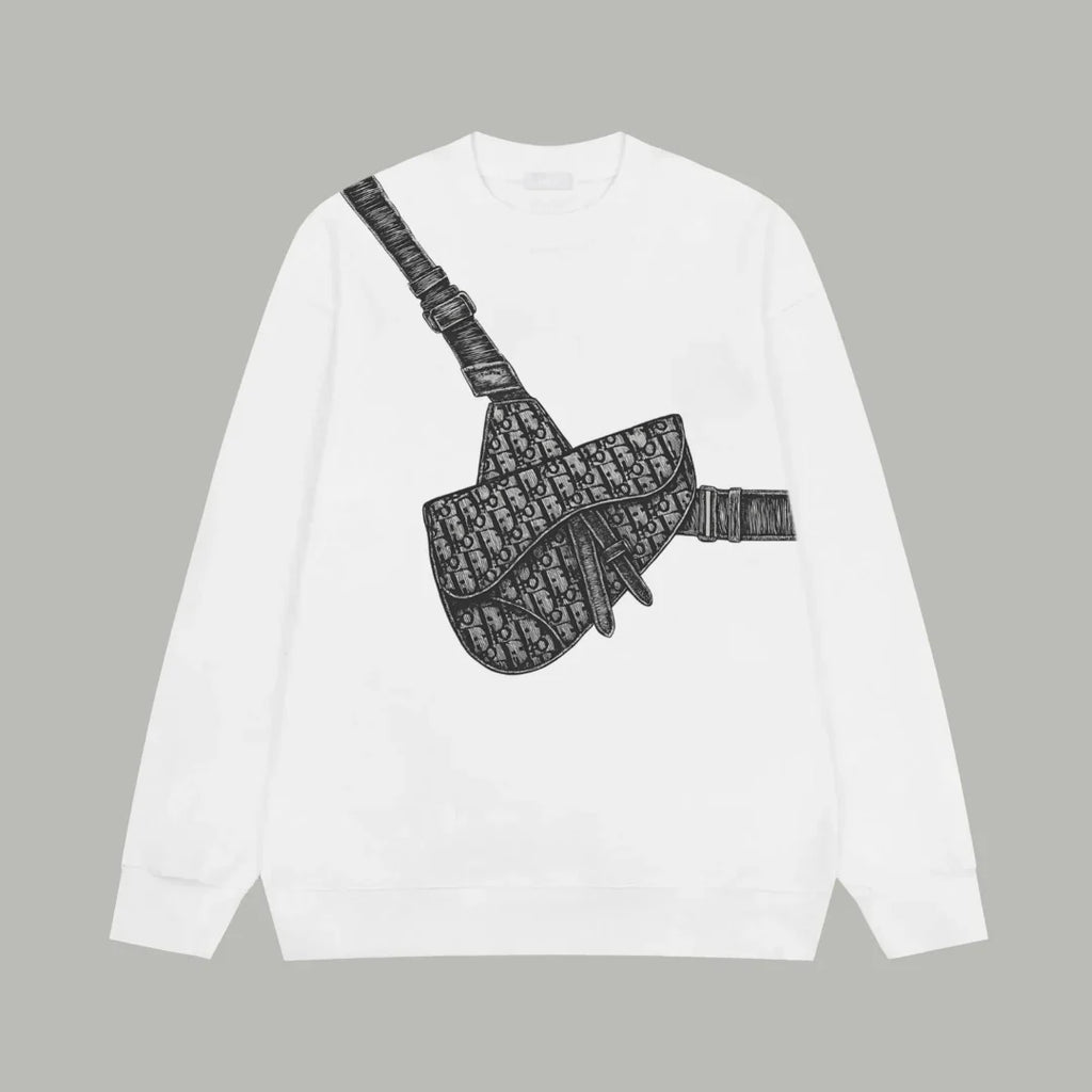 Printed looped long sleeved hoodie