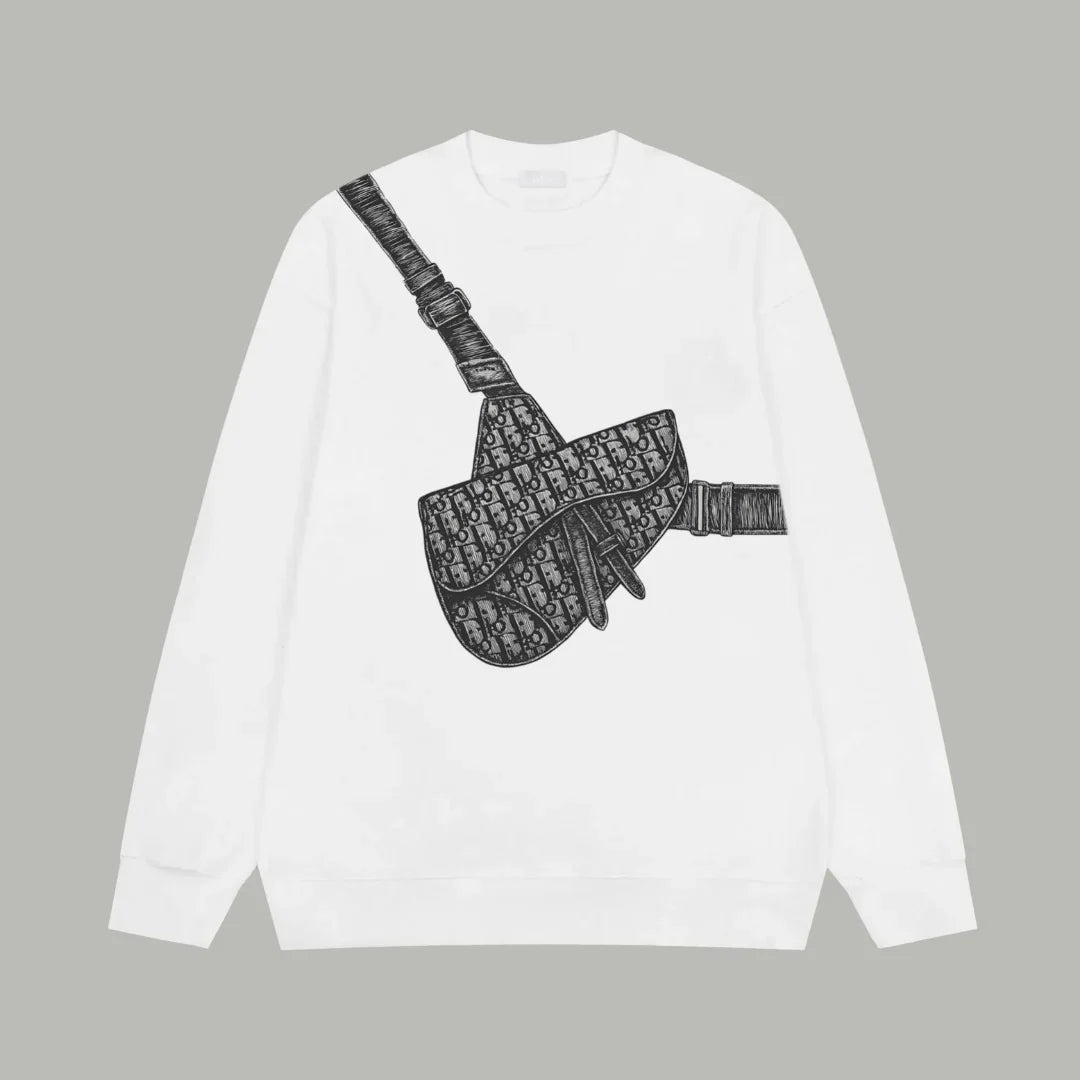 Printed looped long sleeved hoodie