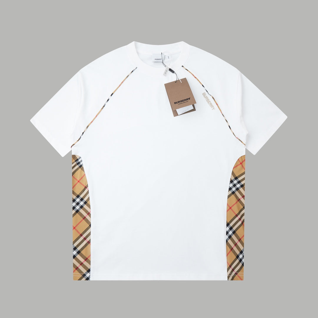 Light luxury checkered patchwork embroidered T-shirt