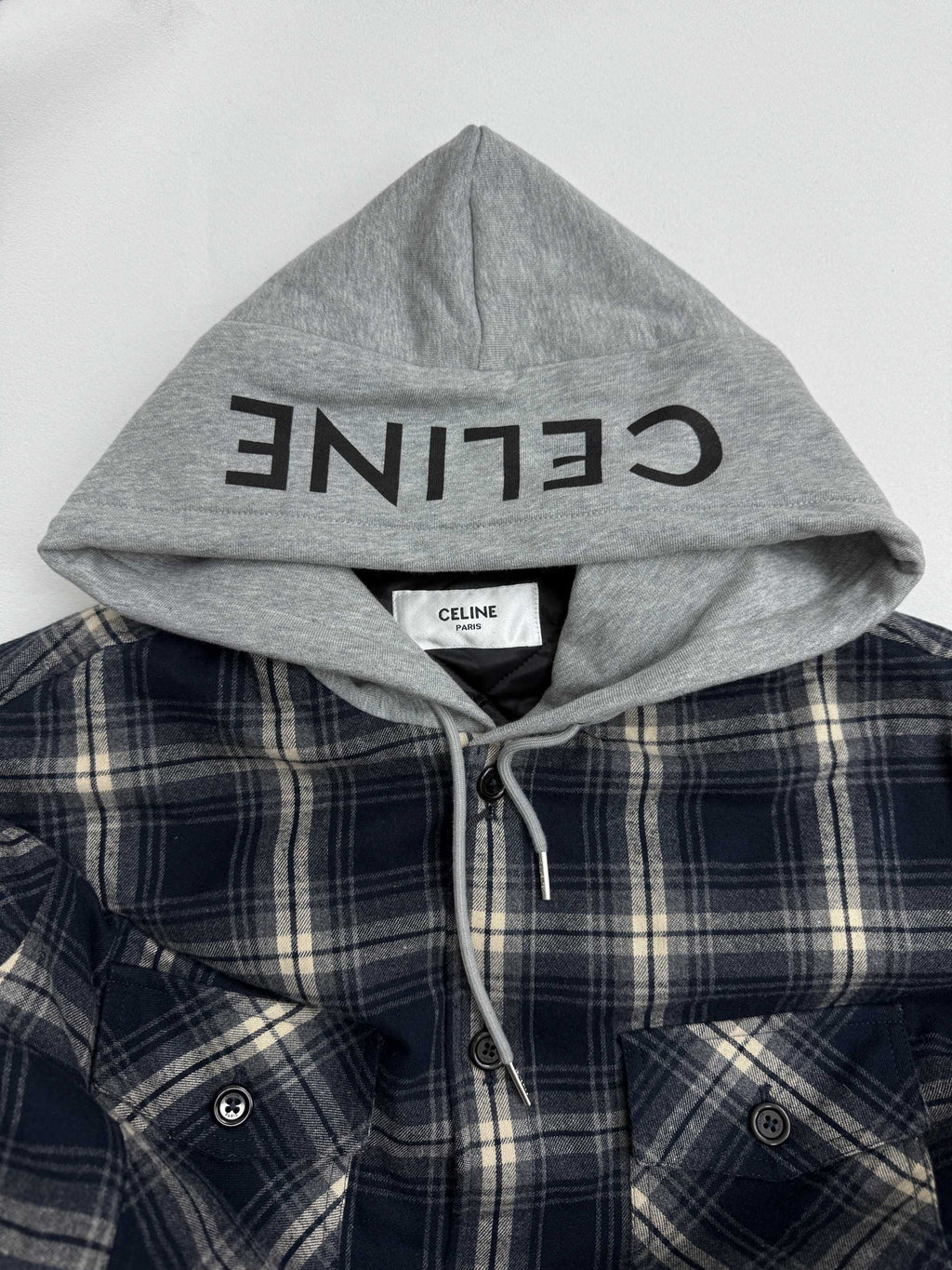 Cashmere plaid hooded clip