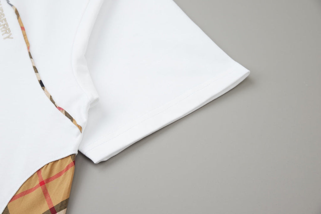 Light luxury checkered patchwork embroidered T-shirt