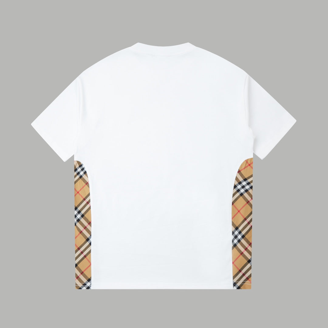 Light luxury checkered patchwork embroidered T-shirt