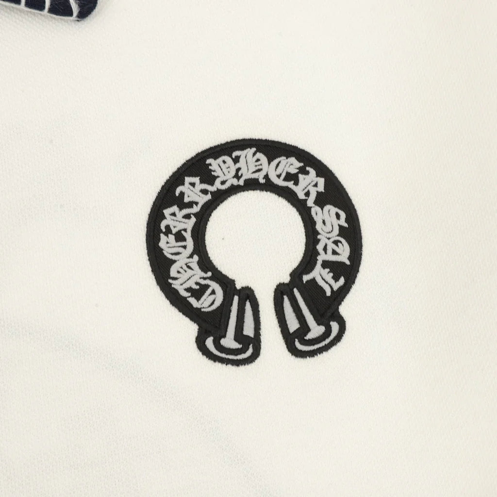 Horseshoe embroidery lapel long sleeved polo shirt