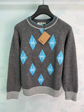 26 New Season Diamond-Pattern & Stripe Knit Sweater