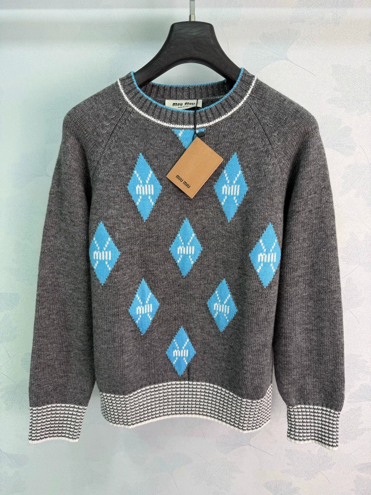 26 New Season Diamond-Pattern & Stripe Knit Sweater