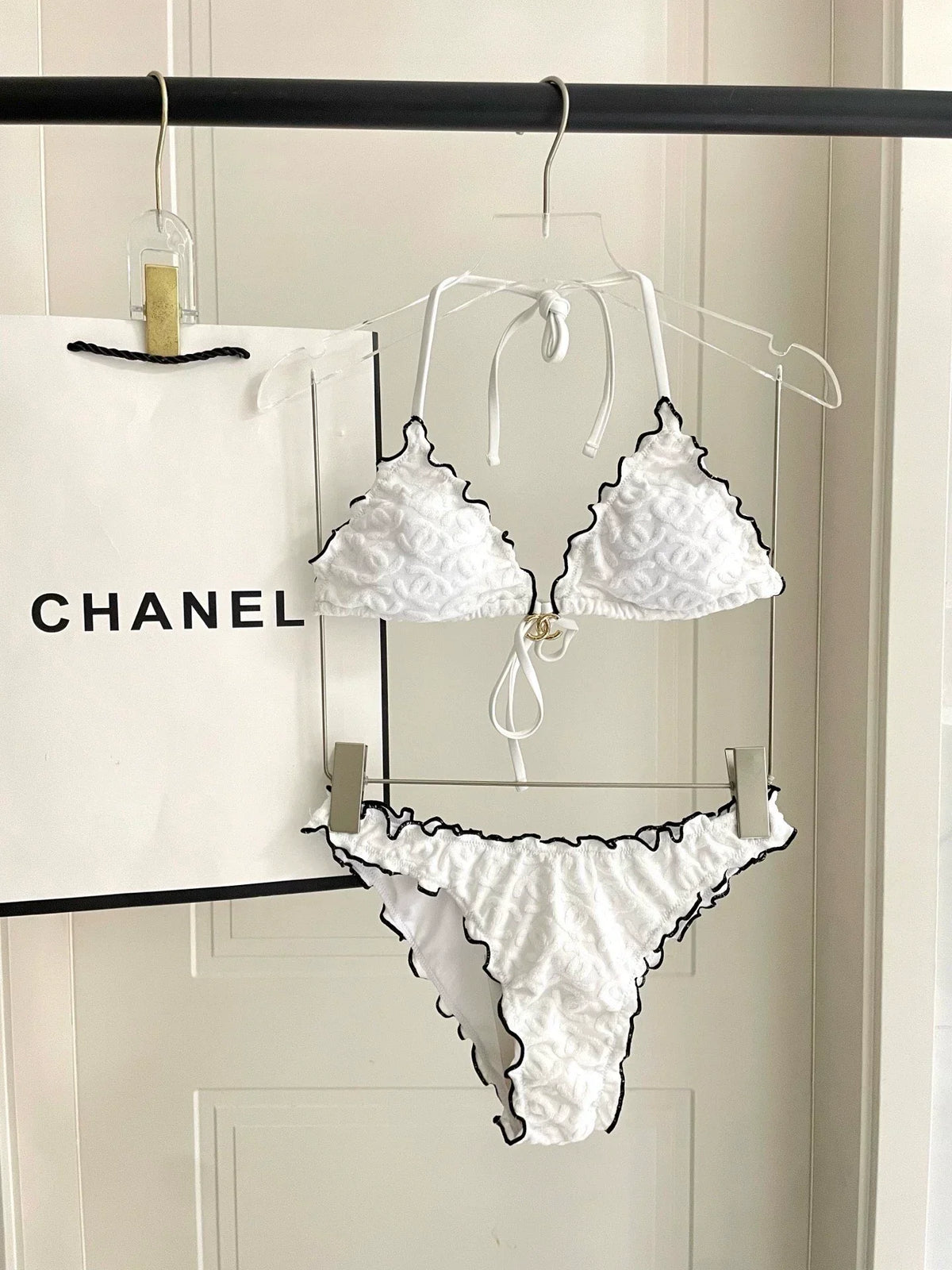 25 New bikini terry logo split swimsuit