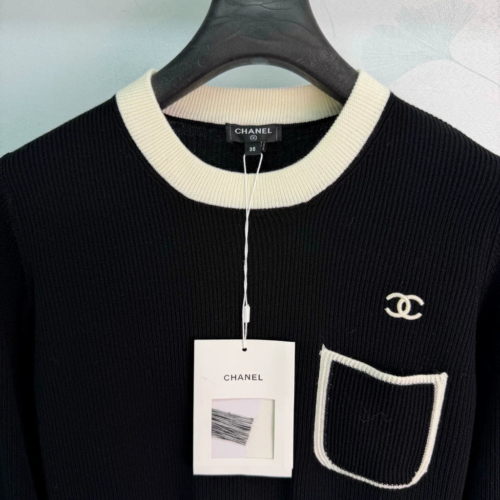 26 Early Autumn New Classic Black and White Contrast Knit Sweater