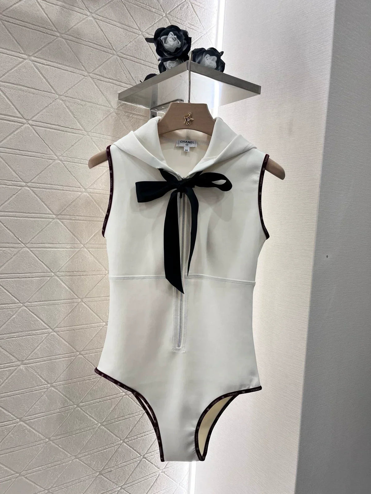 25 New Hooded Zipper One-piece Tankini Swimsuit
