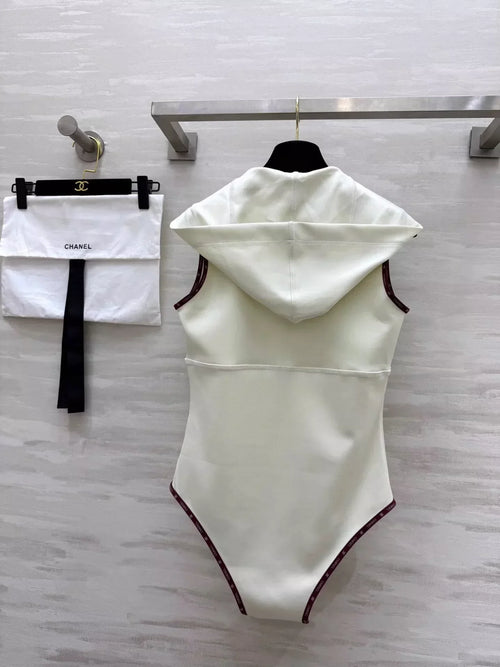 25 New Hooded Zipper One-piece Tankini Swimsuit