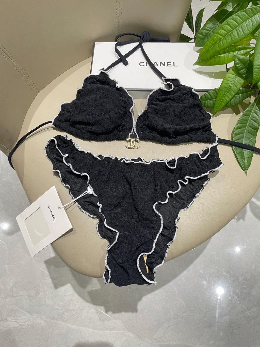 25 New bikini terry logo split swimsuit