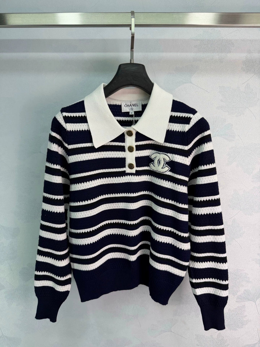 26F Early Autumn New Striped Polo Knit Sweater