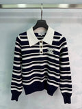 26F Early Autumn New Striped Polo Knit Sweater