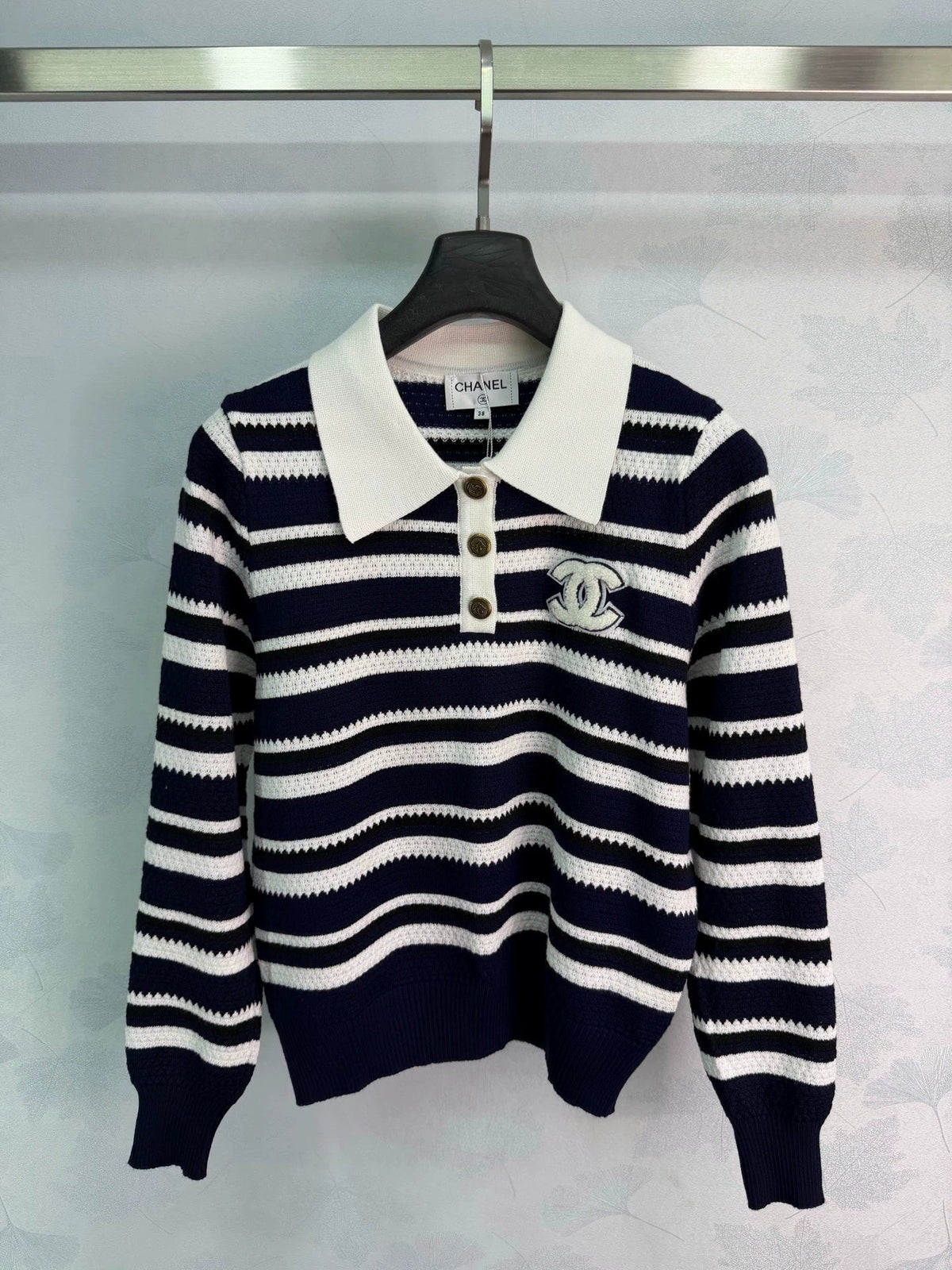 26F Early Autumn New Striped Polo Knit Sweater