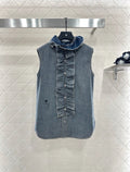 25fw Lace denim vest