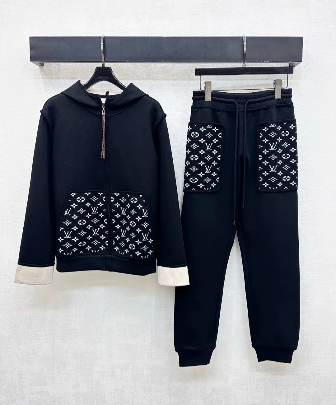 26New Season Hooded Jacquard Jacket & Trousers Set