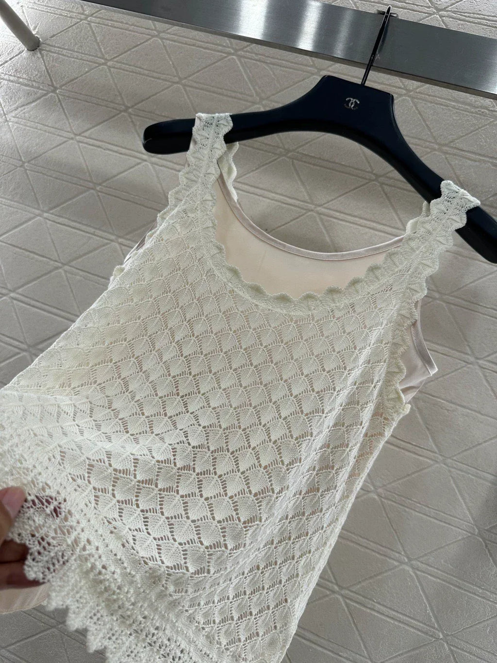 25fw Hollow knit vest two-piece set
