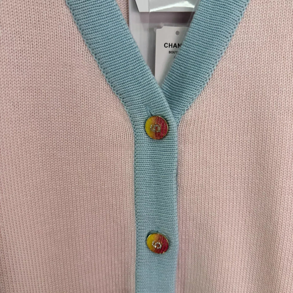Color-blocked V-neck Cardigan