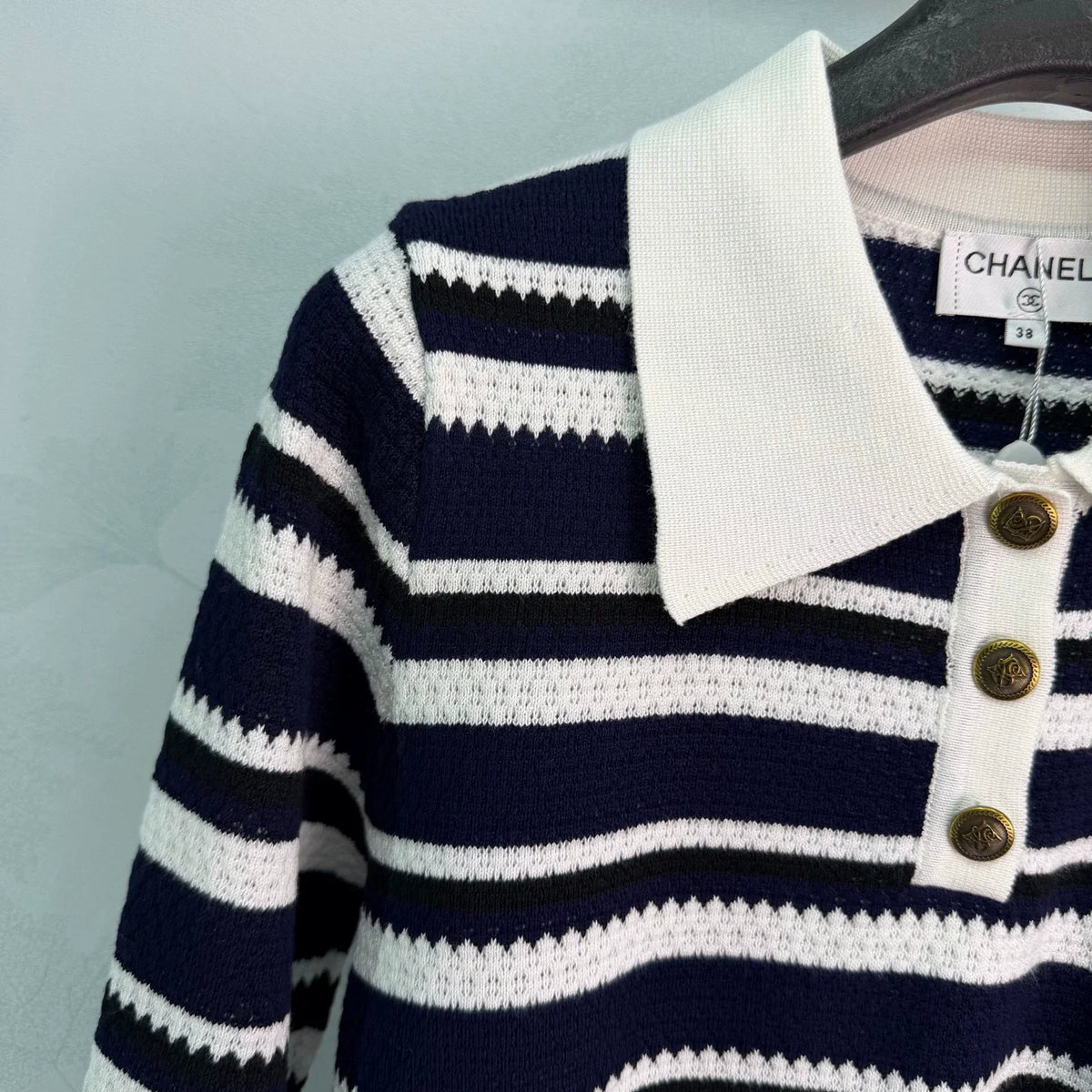 26F Early Autumn New Striped Polo Knit Sweater