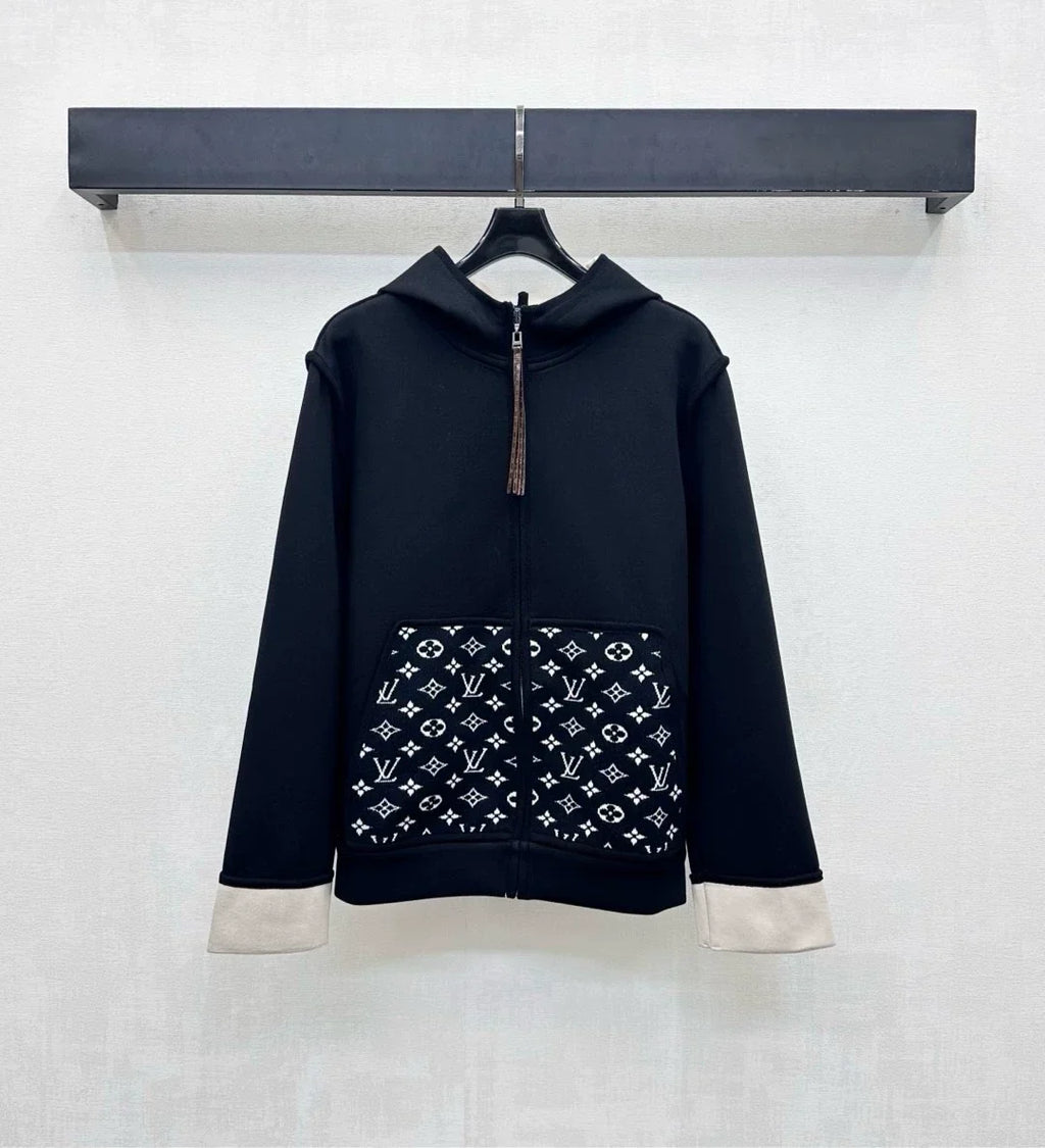 26New Season Hooded Jacquard Jacket & Trousers Set