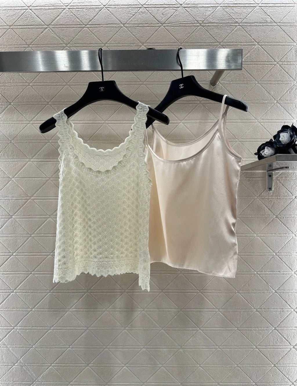 25fw Hollow knit vest two-piece set