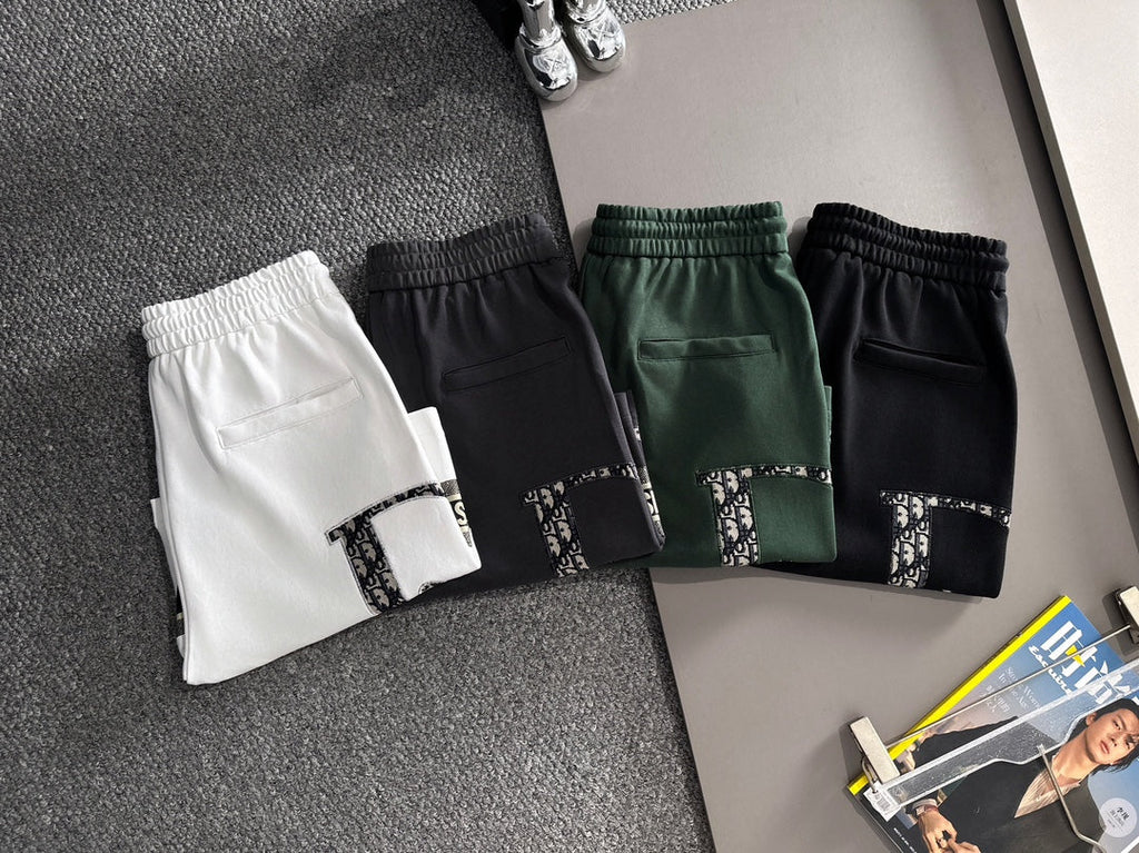 Plush striped letter casual shorts