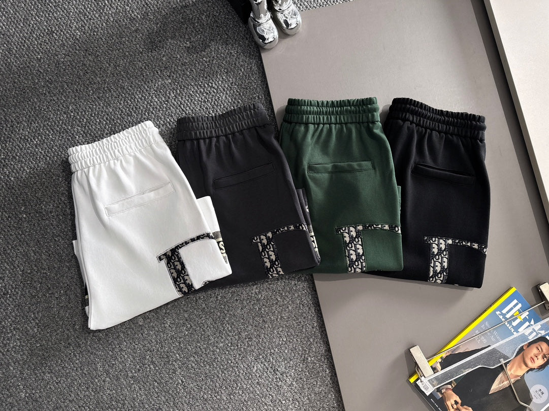 Plush striped letter casual shorts