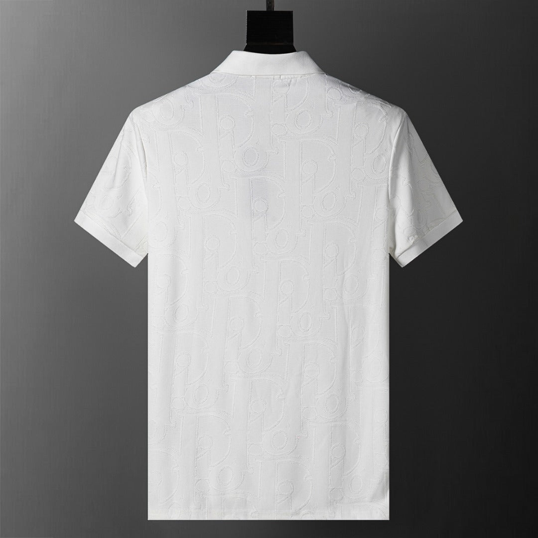 Knitted jacquard fabric lapel T-shirt