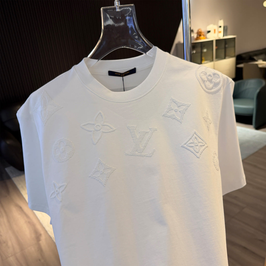 New embroidery craft logo letter short sleeved shirt