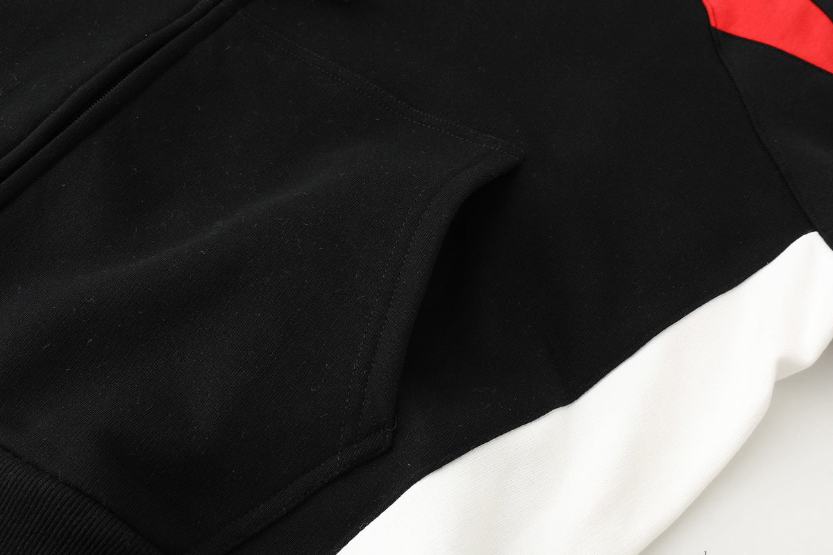 Co branded series cotton zipper long sleeved casual hooded sweatshirt jacket