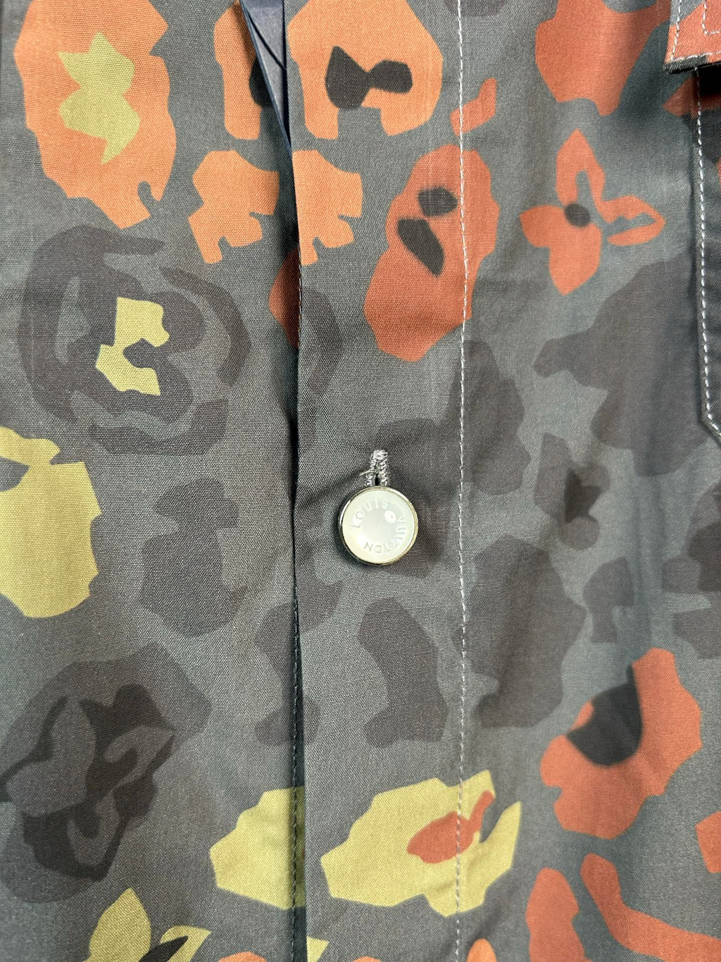 Leopard print camouflage LOGO lapel single breasted short sleeved shirt