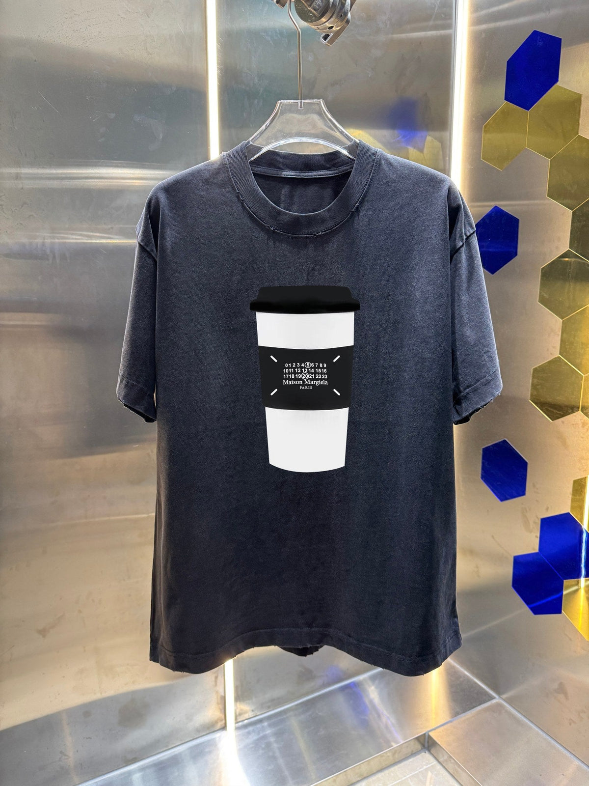 Wash and grind 320g round neck short sleeved T-shirt